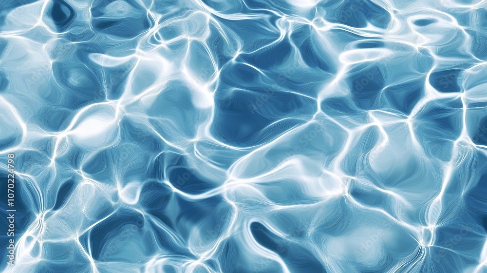 Obraz premium Serene blue water rippling gently under bright sunlight, creating mesmerizing reflections and patterns at midday