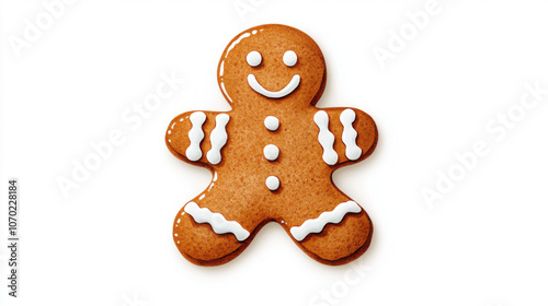 Christmas winter and holidays, Gingerbread man cookie with icing details, smiling and festive, perfect for holiday celebrations