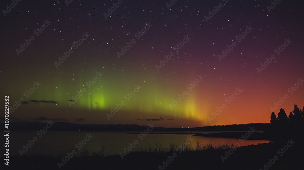 Fototapeta premium Northern Lights viewing from remote locations, offering serene and uninterrupted views of the Aurora