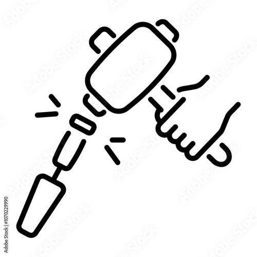 A line style icon of chisel mallet 
