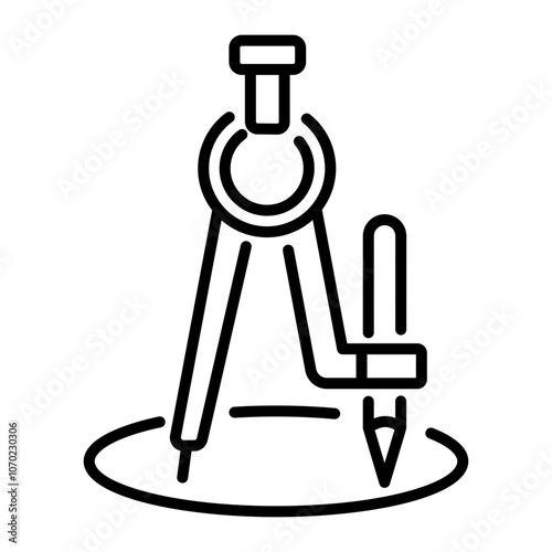 Linear icon of a carpenter compass