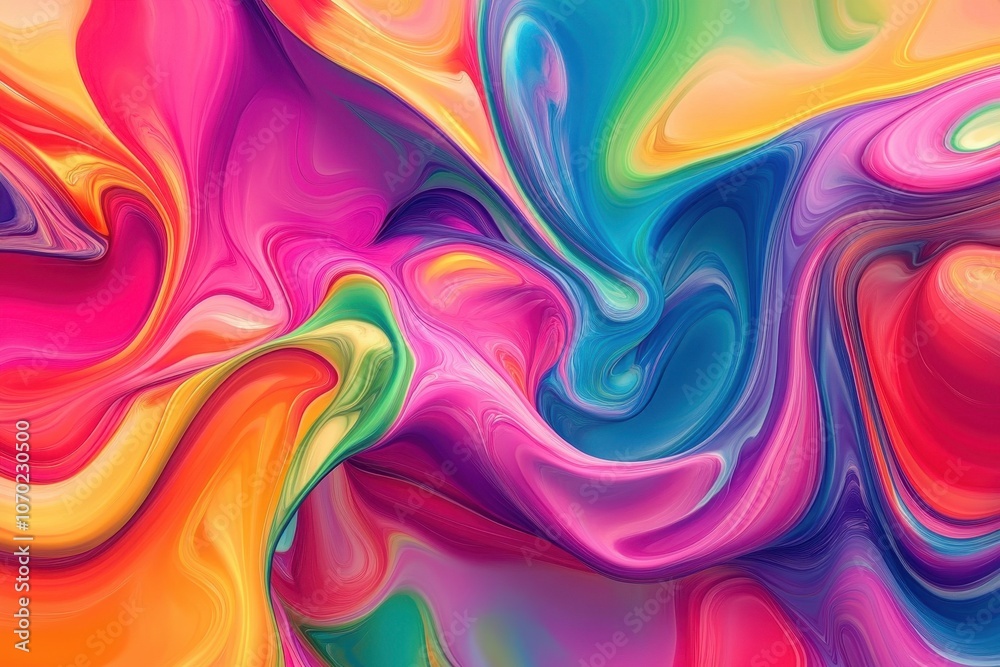 Obraz premium A psychedelic art piece featuring bright, swirling colors and abstract shapes.