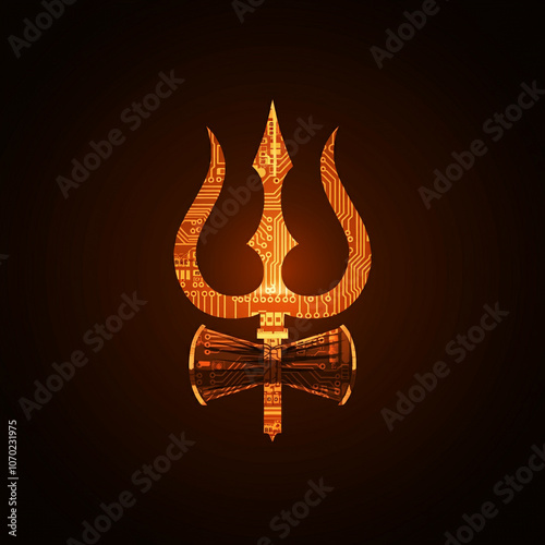 Glowing trident of Lord Shi...