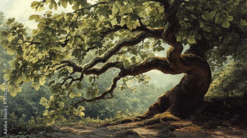 Naklejka premium Majestic Tree in a Serene Forest