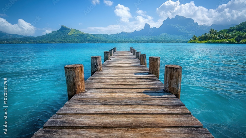 Fototapeta premium Wooden Pier Leading to Tropical Paradise