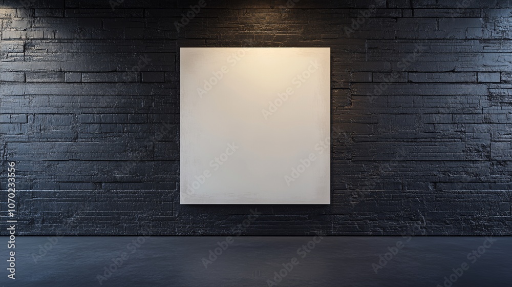 Blank Canvas Mock Up on Black Brick Wall, Empty White Photo Frame Gallery on Black Wall, Minimalist Design Canvas Frame Mockup Blank Canvas Mock Up on Black Brick Wall, Empty White Photo Frame Gallery on Black Wall, Minimalist Design Canvas Frame Mockup