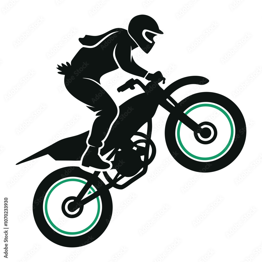 Fototapeta premium silhouette of a biker doing freestyle tricks