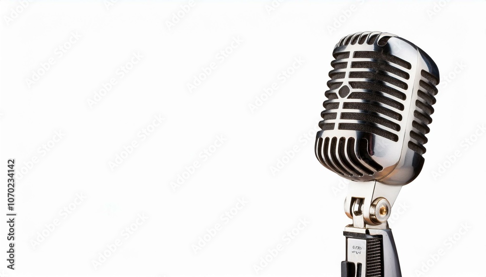Fototapeta premium Vintage microphone isolate on White background PNG