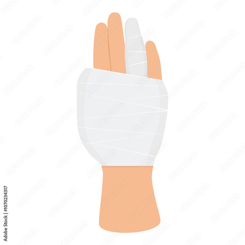 Obraz premium Hand trauma bandaged injured finger and wrist