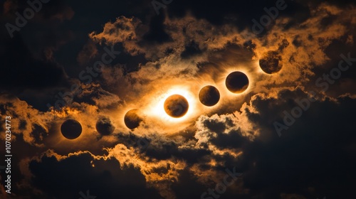 Cloud formations during solar eclipses, where light interacts with clouds to create unique visual effects photo