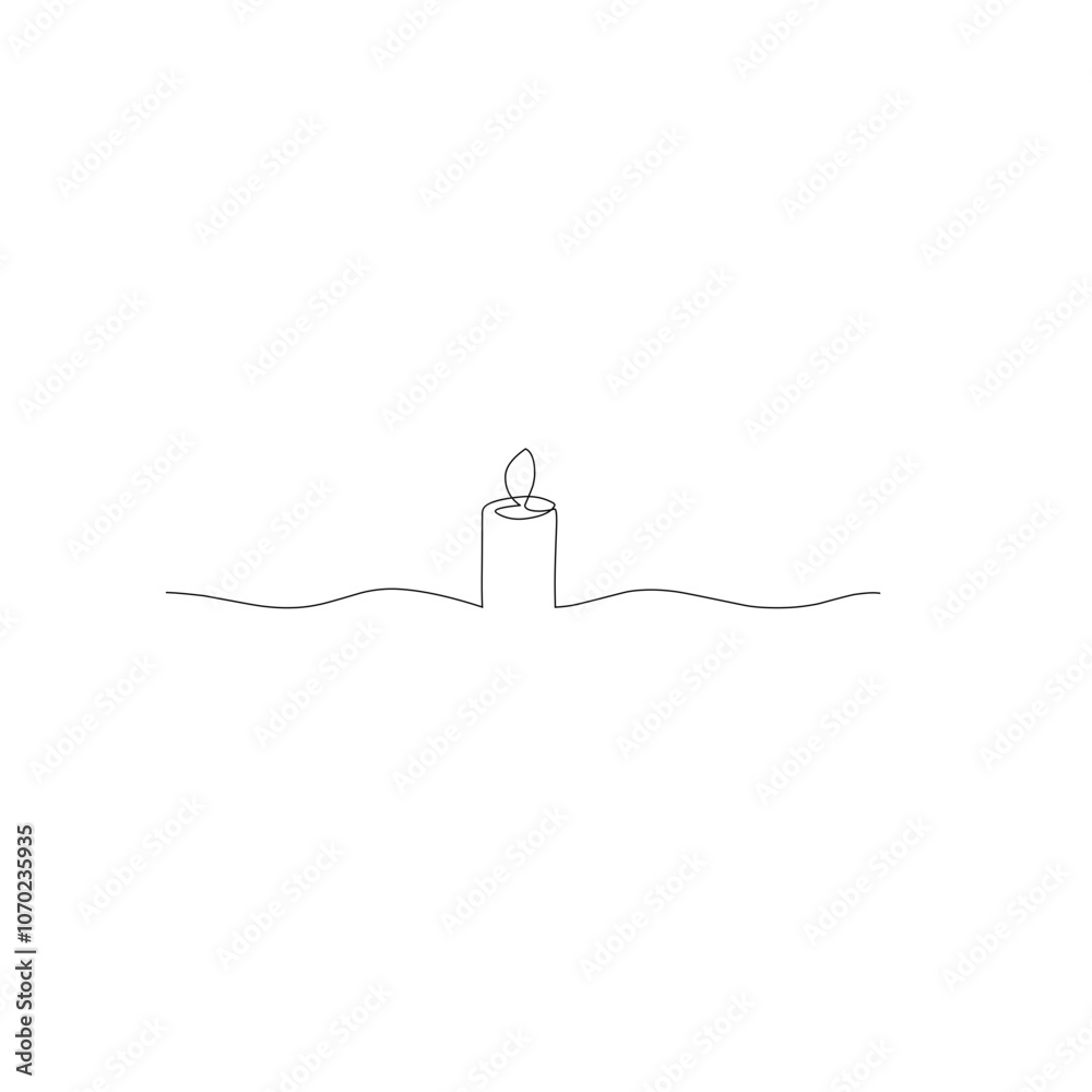 Continuous one line drawing candle Continuous one line drawing candle