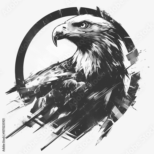 Eagle creative digital illustration. Eagle head concept poster design. AI artwork.  photo