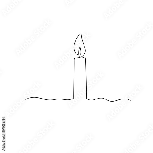 Continuous one line drawing candle 