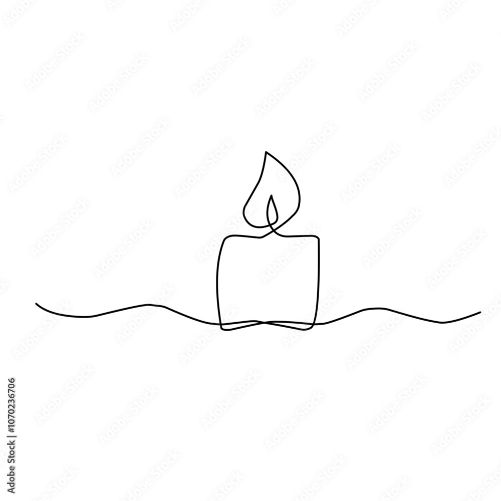 Continuous one line drawing candle Continuous one line drawing candle