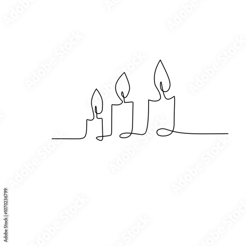 Continuous one line drawing candle 