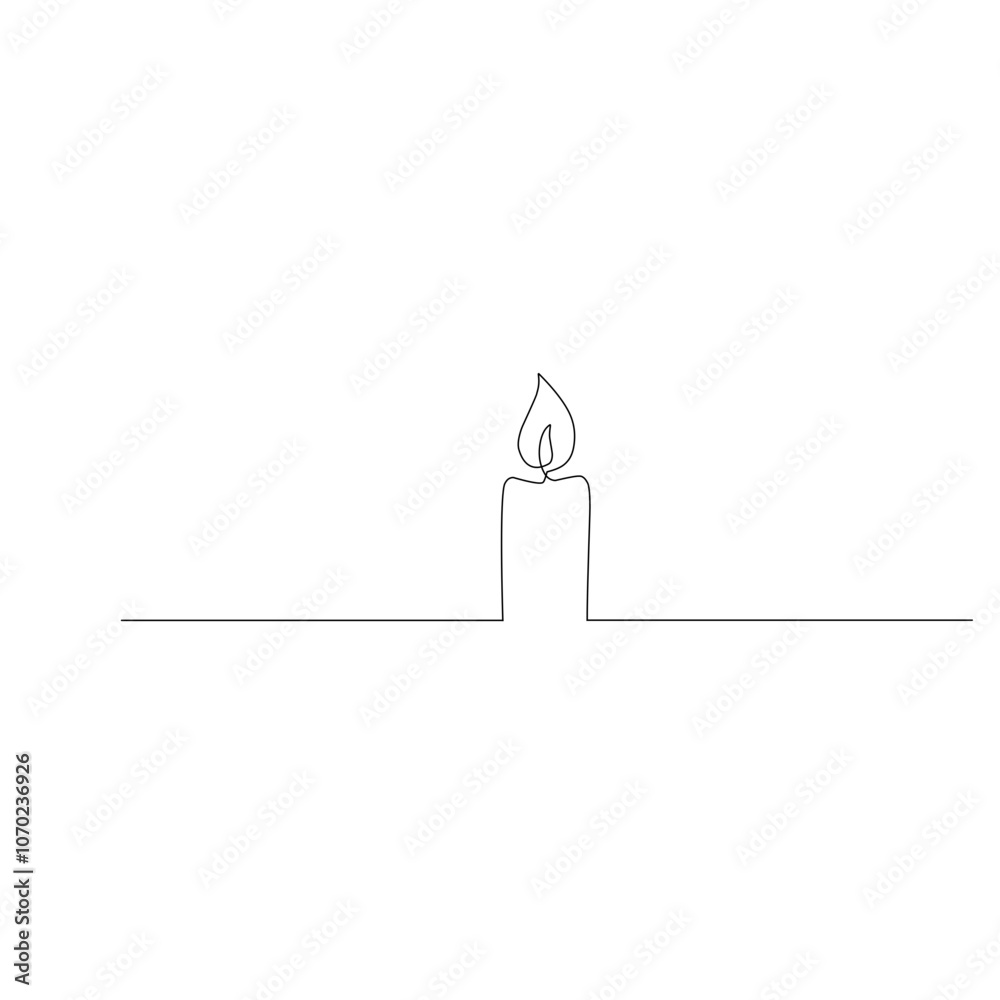 Continuous one line drawing candle Continuous one line drawing candle