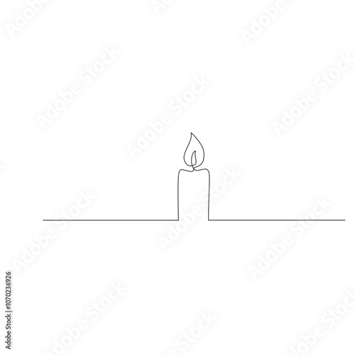 Continuous one line drawing candle 