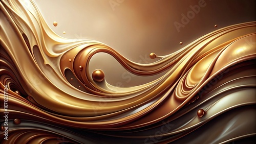 Abstract organic liquid illustration in brown and cream colors photo