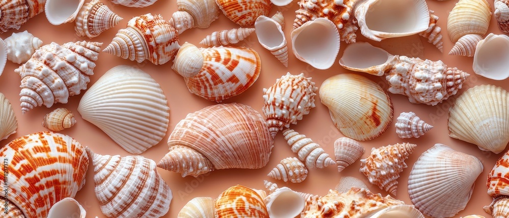Seashell Harmony, a collection of minimalistic seashell shapes in soothing natural tones, perfect for coastal decor and serene environments