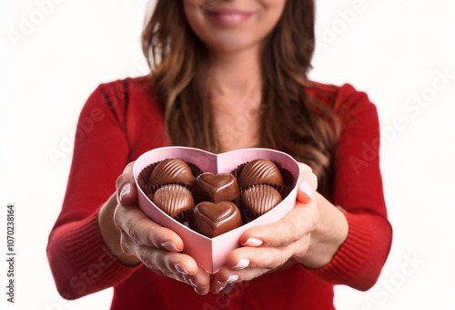 バレンタインチョコを渡す女性