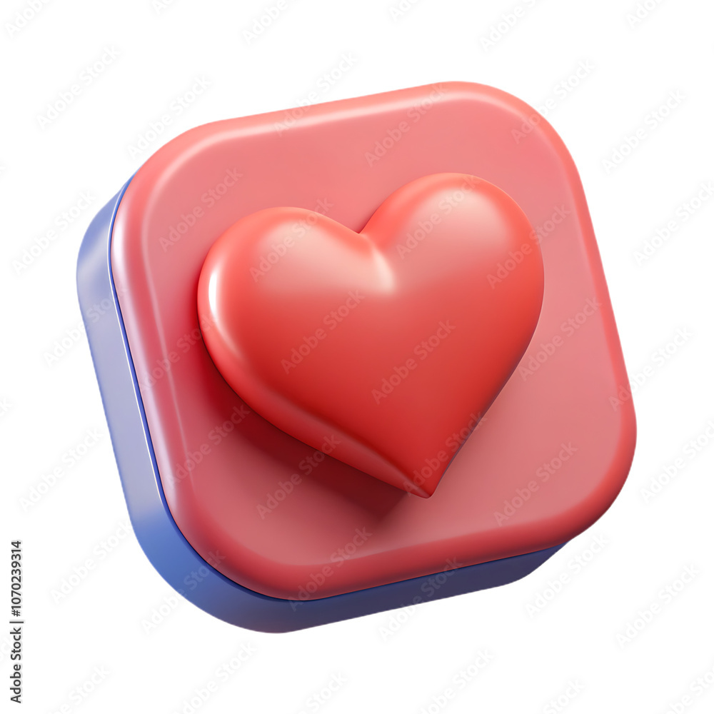 3D Heart Icon on Gradient Button on transparent or white background 3D Heart Icon on Gradient Button on transparent or white background