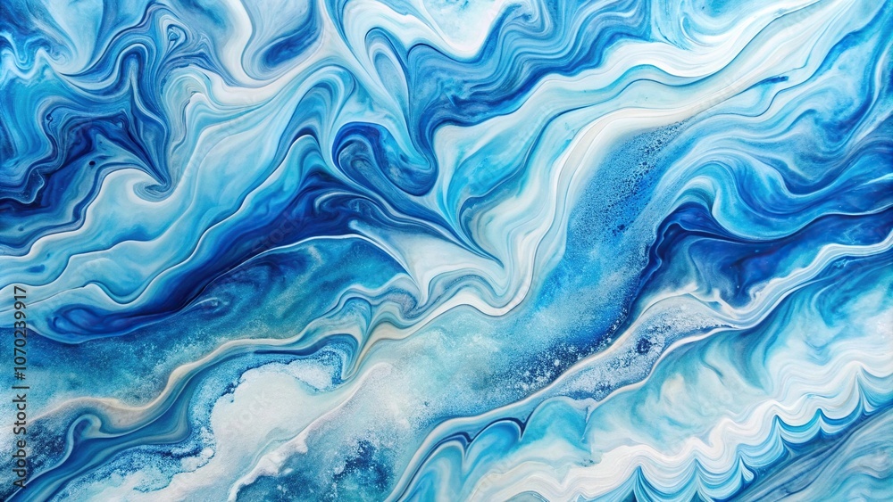 Abstract painting with white and blue wavelike pattern Abstract painting with white and blue wavelike pattern