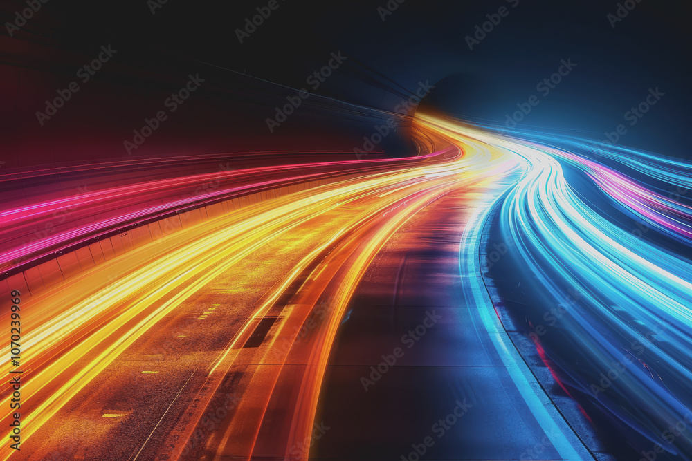 Abstract of vibrant light trails with glowing magic effects. Abstract of vibrant light trails with glowing magic effects.