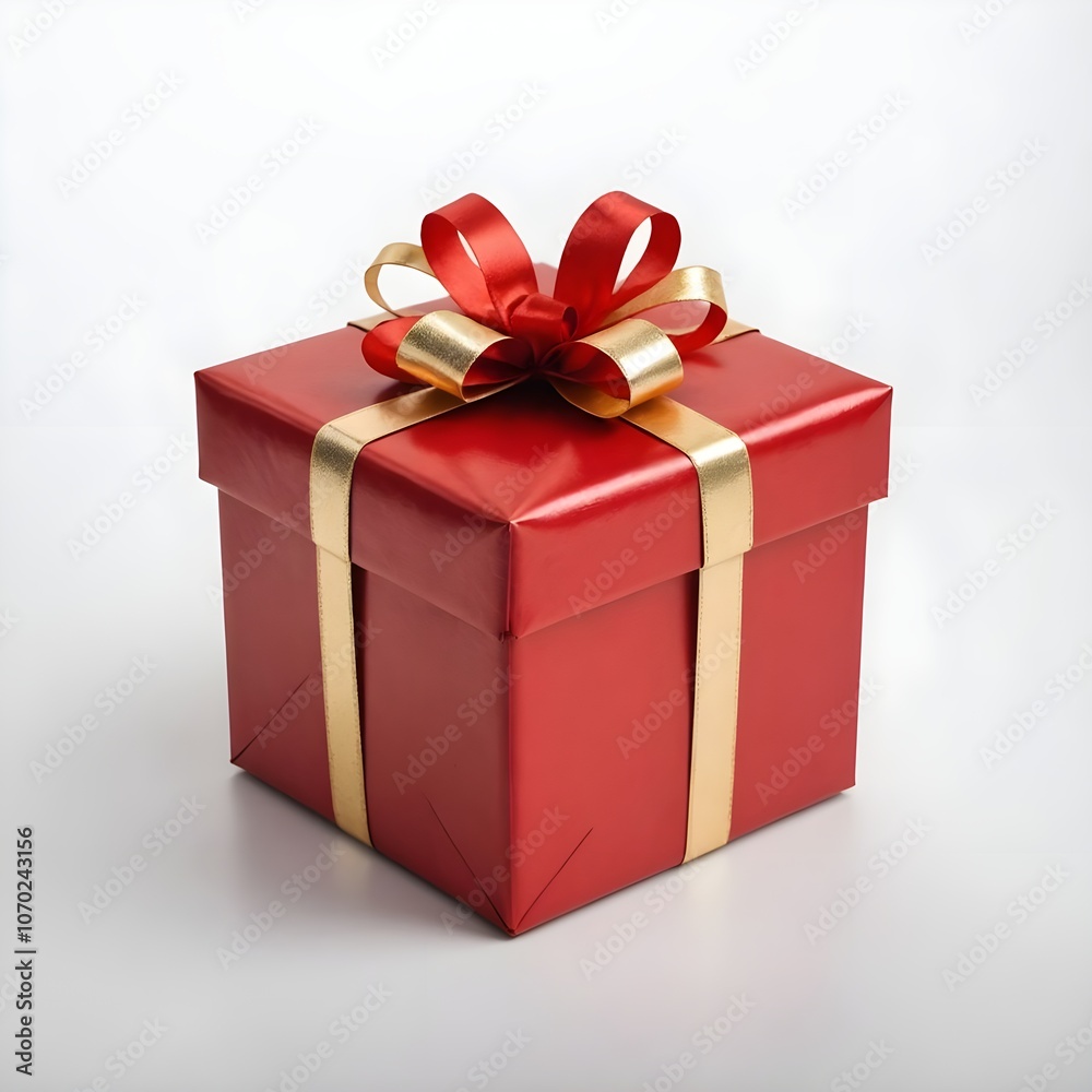 Obraz premium Christmas gift wallpaper, red christmas present isolated on white background 