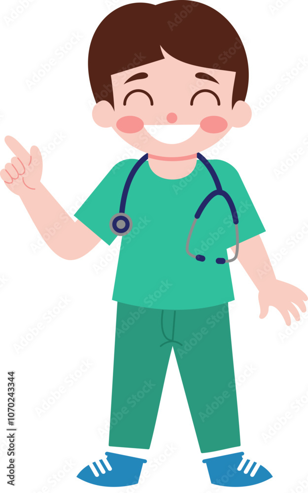 Happy Doctor Kid Cartoon Character Illustration Happy Doctor Kid Cartoon Character Illustration