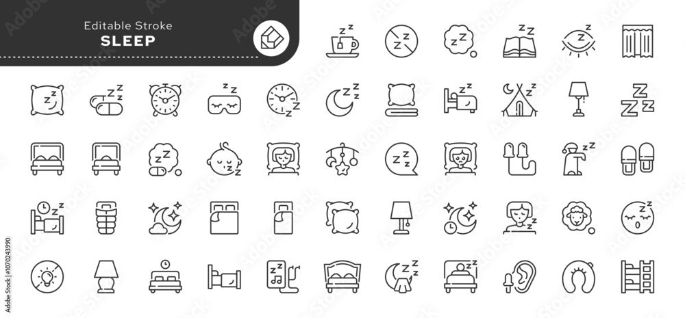 Poster Sleep line icon set – Wall Art | UkPosters