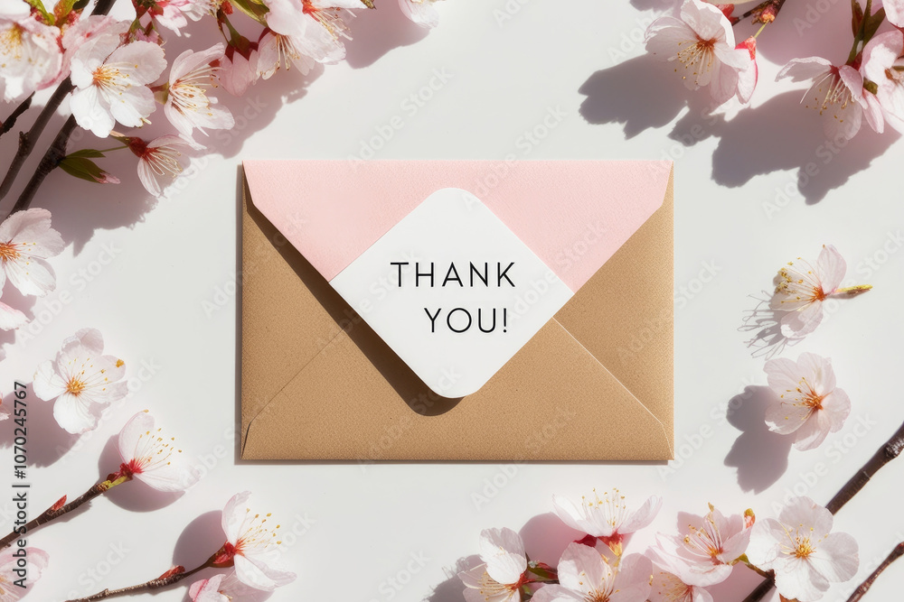 Thank you card with flowers on white background. Writing a Thank You ...