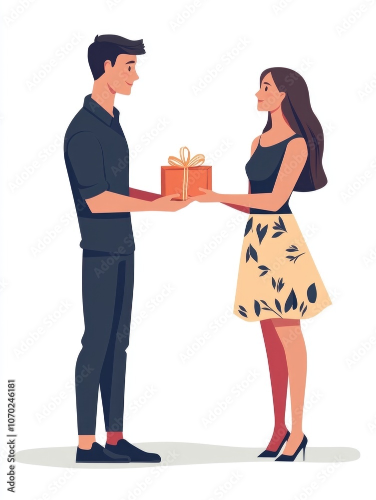 Couple Exchanging Gifts Couple Exchanging Gifts