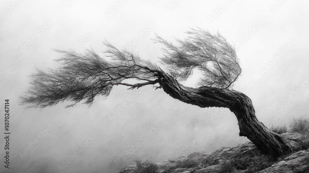 Obraz premium Twisted Tree in the Mist