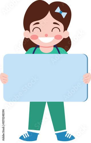 Smiling Doctor Holding Blank Sign for Message or Announcement