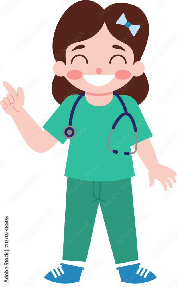 Happy Female Doctor Cartoon Character Illustration Happy Female Doctor Cartoon Character Illustration