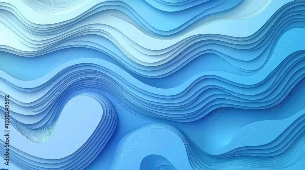 Fototapeta premium Abstract background with blue wavy layers.