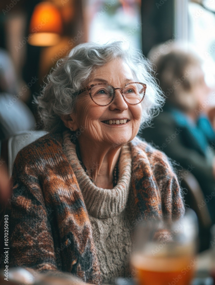 Elderly woman sitting at a cafe Elderly woman sitting at a cafe