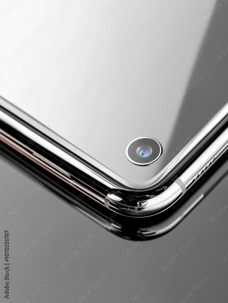 Silver phone with a camera on the back Silver phone with a camera on the back