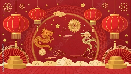 Backdrop Concept for Chinese New Year or Lunar Festival,