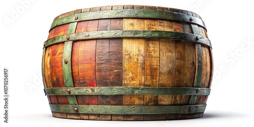 Empty barrel, centered on white, a digital, stylized landscape. photo