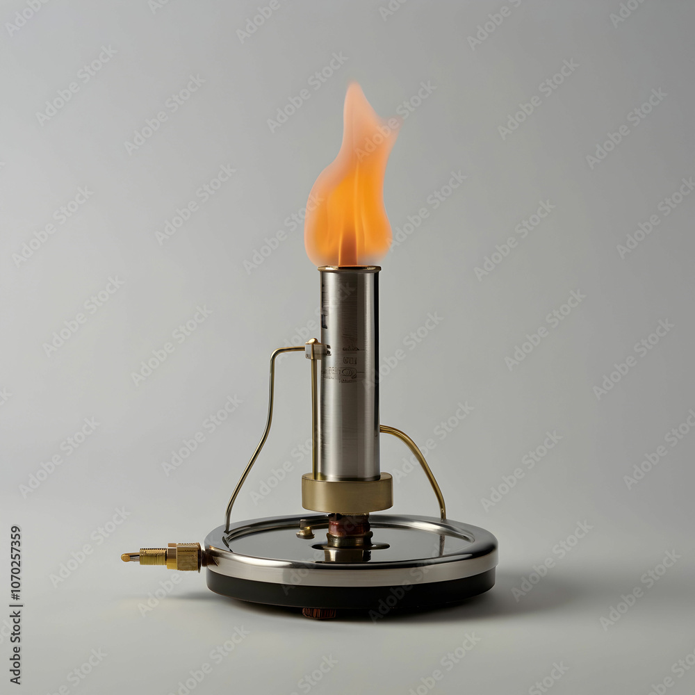 A Bunsen burner with a small control knob A Bunsen burner with a small control knob
