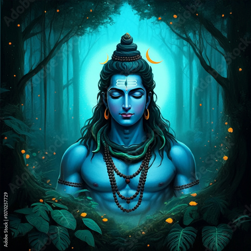 Lord Shiva meditating in a ...