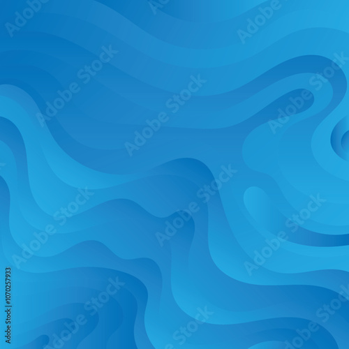 Paper cut topography relief imitation, Blue colors multi layers banner. Abstract wave flowing liquid texture art design, paper cut layer smooth shape vector illustration eps10