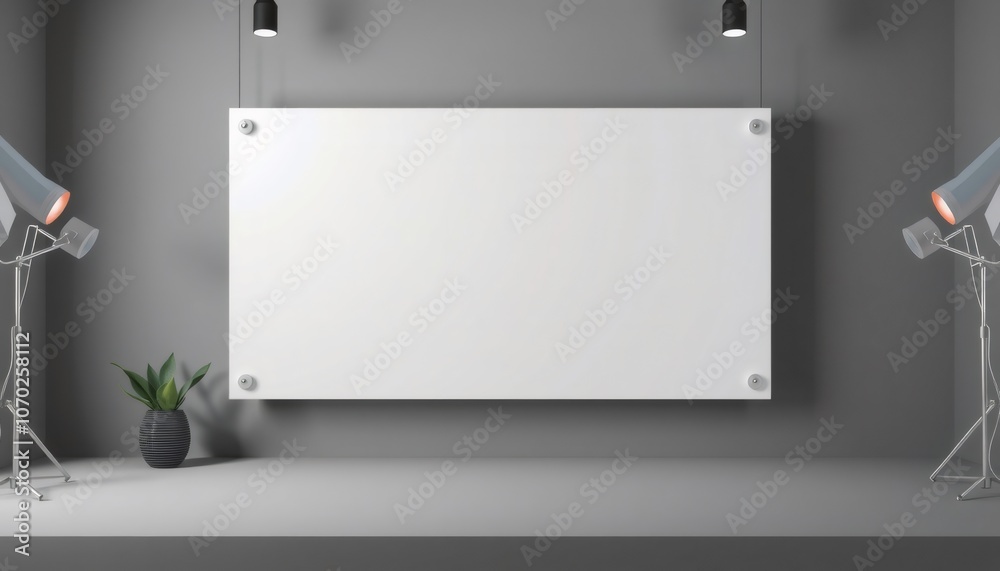 Minimalist interior with a blank white wall and two lamps. Minimalist interior with a blank white wall and two lamps.