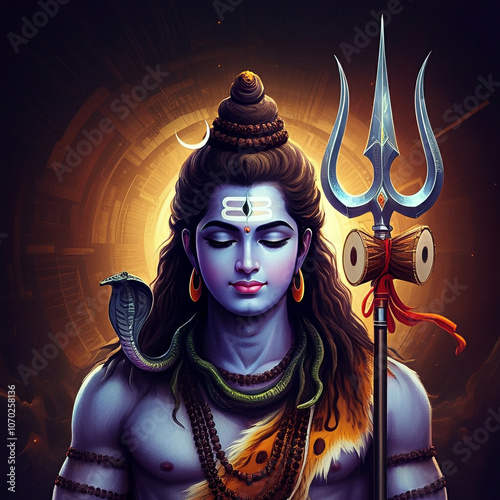 Portrait of Lord Shiva hold...