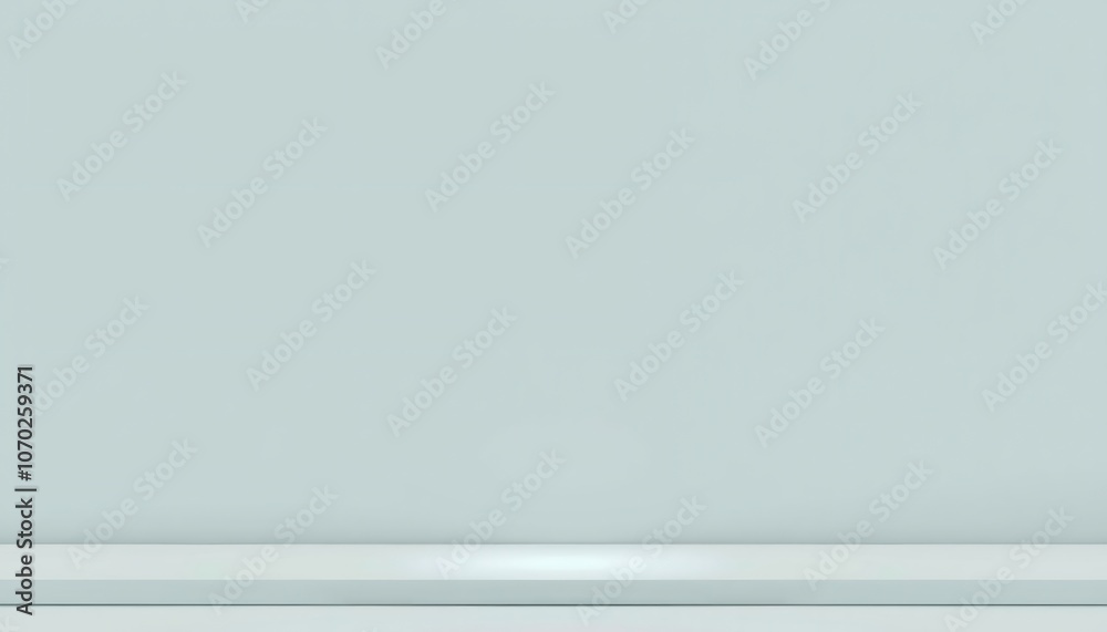 A single white platform against a light blue backdrop. A single white platform against a light blue backdrop.