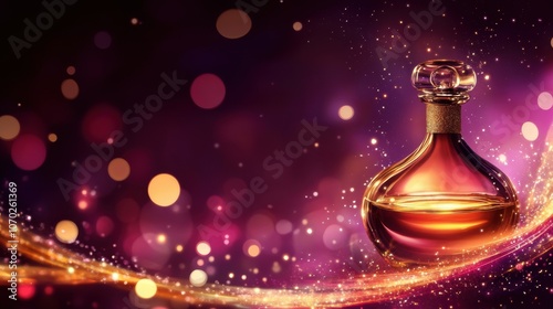 Abstract holiday background with luxury perfume bottle