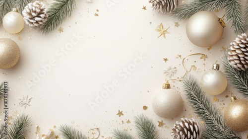 abstract christmas background with tree, gifts and toys