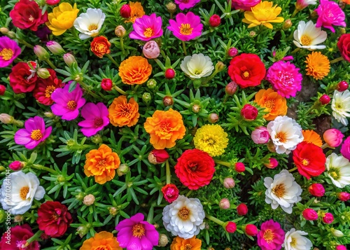 Wallpaper Mural From above, a dazzling display of portulaca flowers fills the garden. Torontodigital.ca