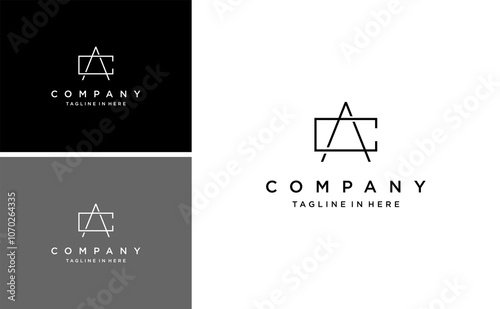minimalist initial AC logo or CA letter monogram simple design
